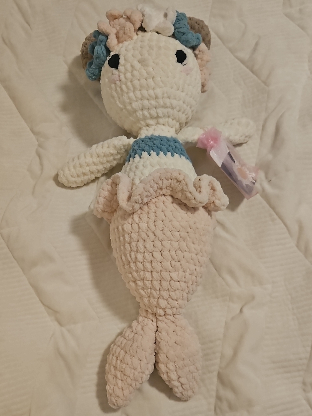 Plush Mermaid Doll Soft Beige & Blue Kids Toy